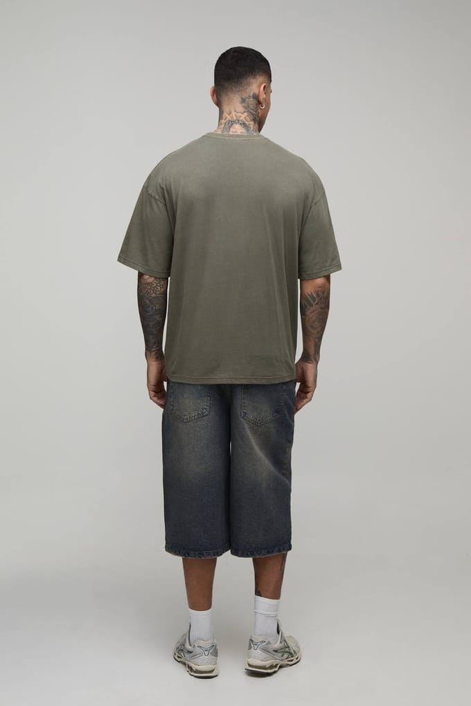 Tall Longline Getinte Denim Jorts | Light Brown | Size 36