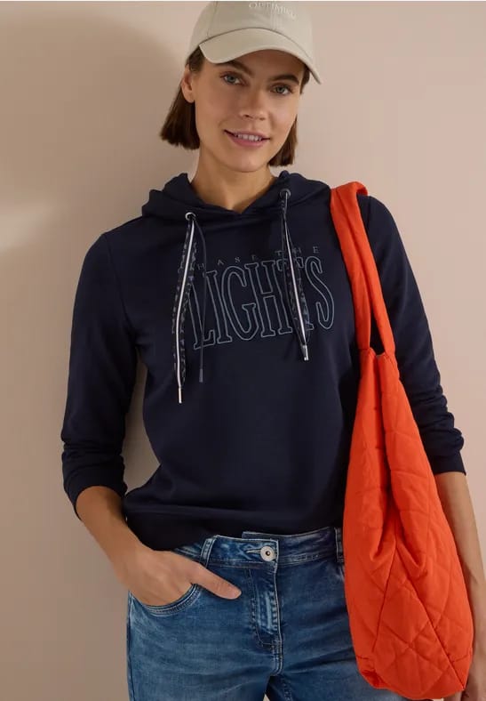 Sweatshirt met capuchon en opdruk