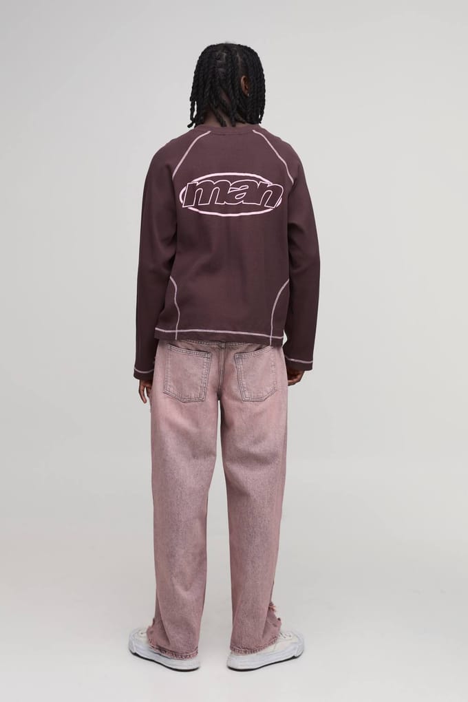 Getinte Gescheurde Relaxed Fit Jeans | Pink | Size 28R
