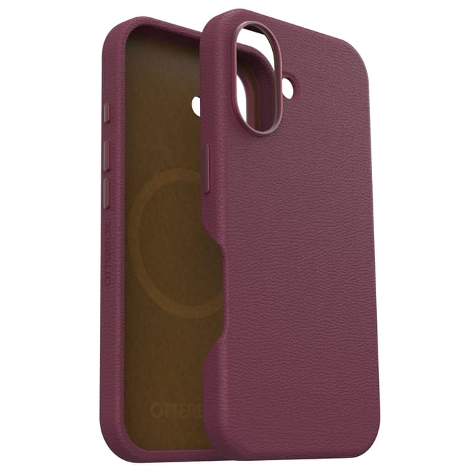 OtterBox Symmetry Cactus leren Backcover met MagSafe voor de Apple iPhone 16 - Maroon Bells