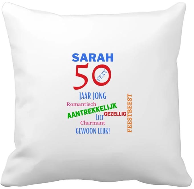 Akyol - sarah 50 Kussen hoes - Verjaardag cadeau - mama - grappige tekst - 40 bij 40 cm