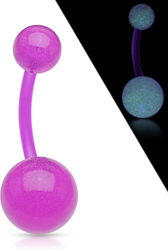 Piercing flexibele bio plast glow in the dark paars - LMPiercings
