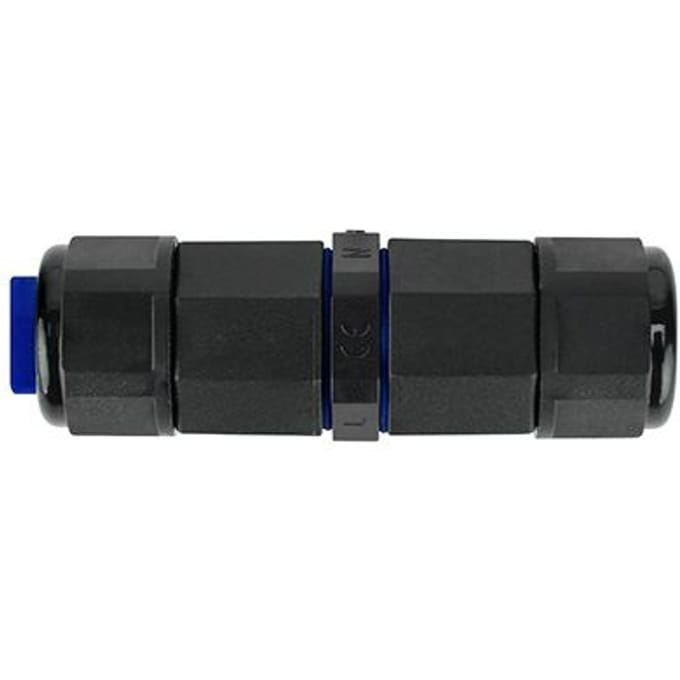 Waterdichte IP68 kabelconnector 3-aderig zwart zwart