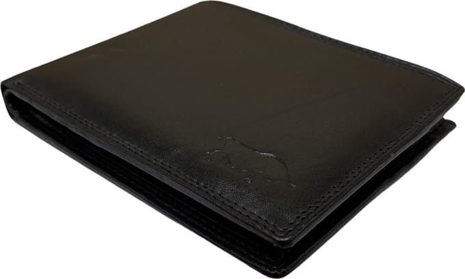 Arrigo Billfold Portemonnee Heren Rundleer - Plat Model - Zwart Leer