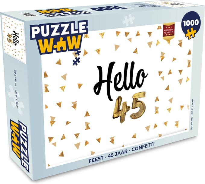 Puzzel Feest - 45 jaar - Confetti - Legpuzzel - Puzzel 1000 stukjes volwassenen