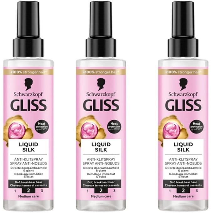 Gliss Anti-Klit spray – Liquid Silk - Voordeelverpakking 3 x 200 ML