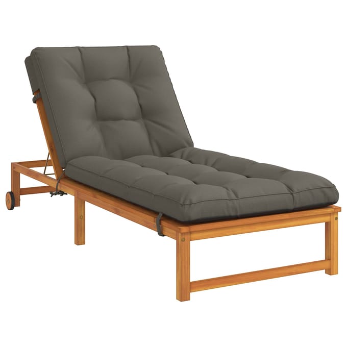 vidaXL - Ligstoel - Kussen - VIANEN - 100% - Polyester - Grijs - 200 - x - 90 - x - 8 - cm