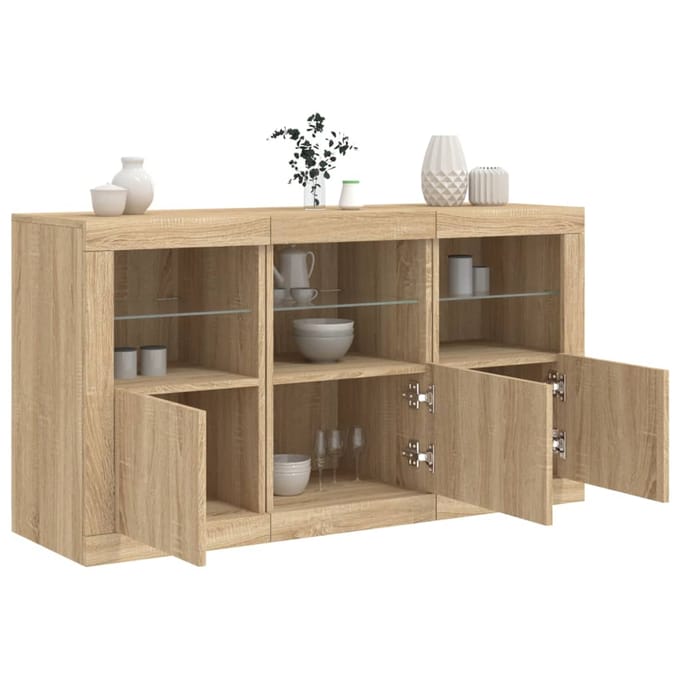 vidaXL - Dressoir - met - LED-verlichting - 123x37x67 - cm - sonoma - eikenkleurig