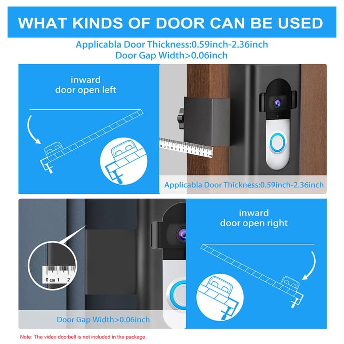 Support de sonnette vidéo antivol, Installation facile, sans perceuse, Compatible avec Blink noir