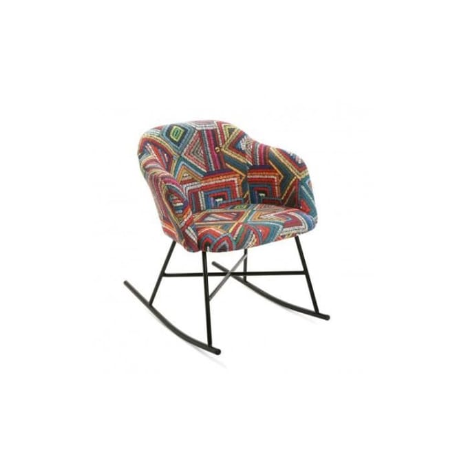 Fauteuil à bascule - VERSA - ABENAKI - Multicolore - Tissu - Ethnique