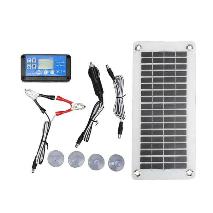 12V 30W Zonnepanelen Kit Draagbare Zonnepaneelmodule met Controller Vaste Zuignap voor gray