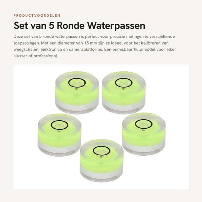 Dailygoods - Set van 5 Ronde Waterpassen voor Precisie Metingen