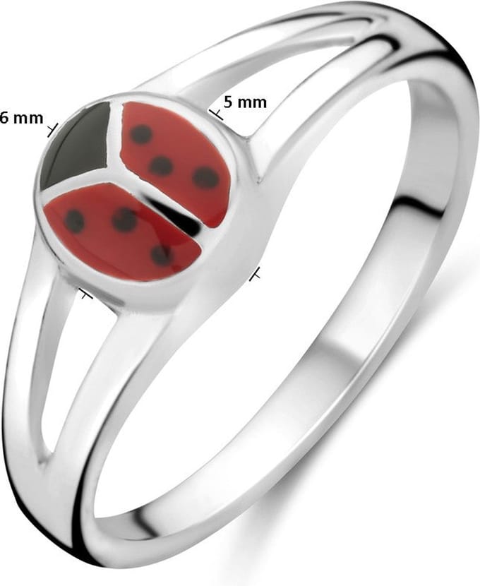 Zilver Ring Lieveheersbeestje Wit 1021833