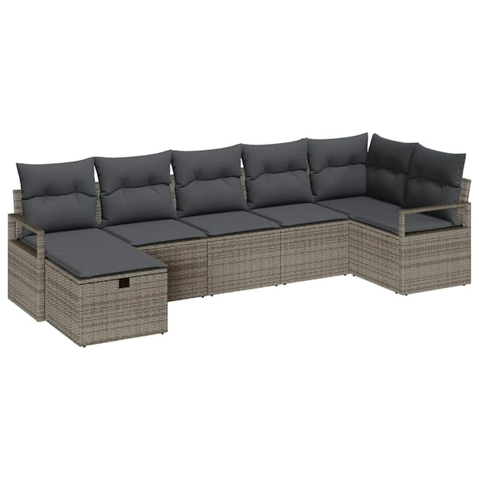 vidaXL Bankstel 7 st Grijs poly rattan