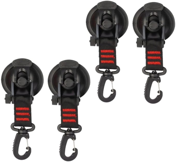 Set van 4 sterke zuignaphaken met multifunctionele bevestiging voor camping, auto en balkon