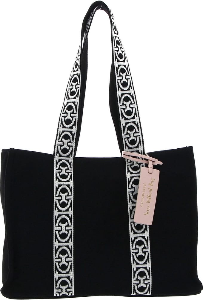 COCCINELLE Schoudertas Never Without Bag Ribbon Handbag Canvas Fabric Noir Zwart