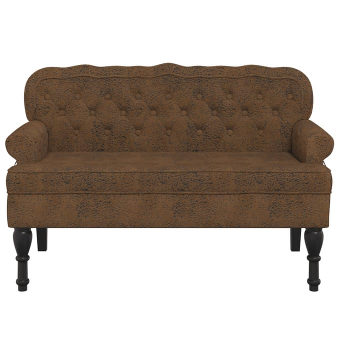 vidaXL - Bankje - met - rugleuning - 119,5x64,5x75 - cm - kunstsuèdeleer - bruin