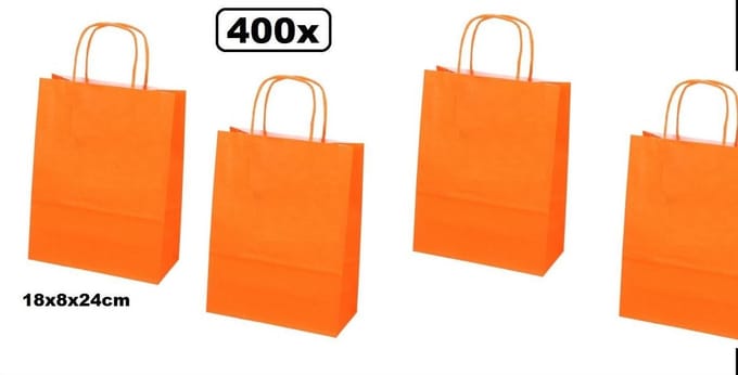 400x Papieren koordtas oranje 18x8x24cm.