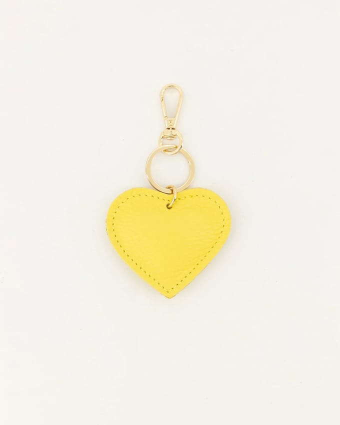 sleutelhanger- hartje -geel -leer- goud- Moederdag