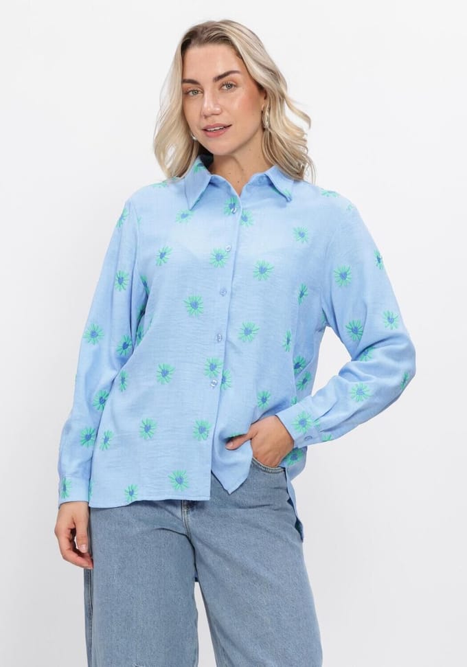 Ydence Blouse Gabia Dames - Jurken - Lichtblauw - Maat S