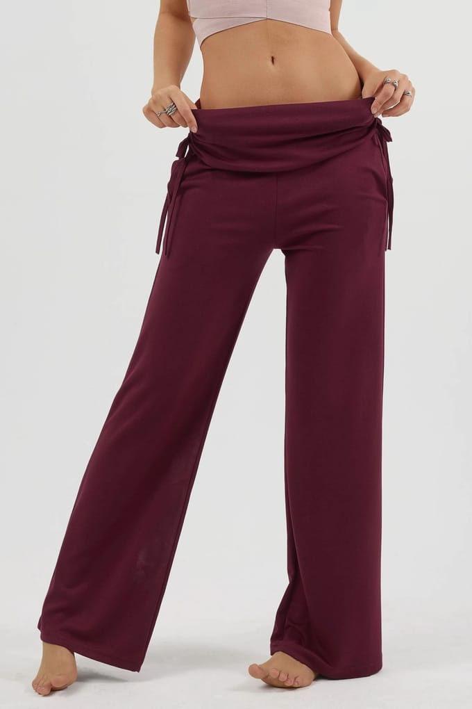 Modal Touch Hoge Taille Brede Pijpenbroek met Rimpeldetail