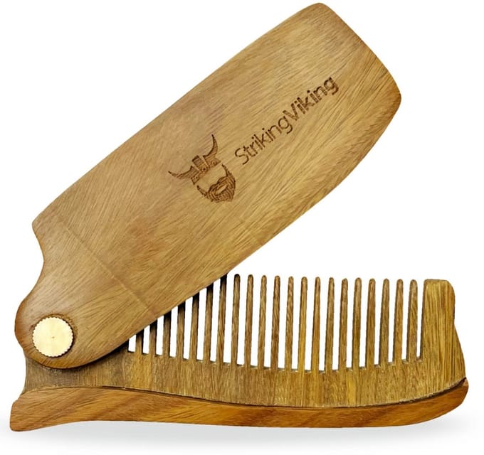 Striking Viking Opvouwbare Houten Baardkam voor Mannen