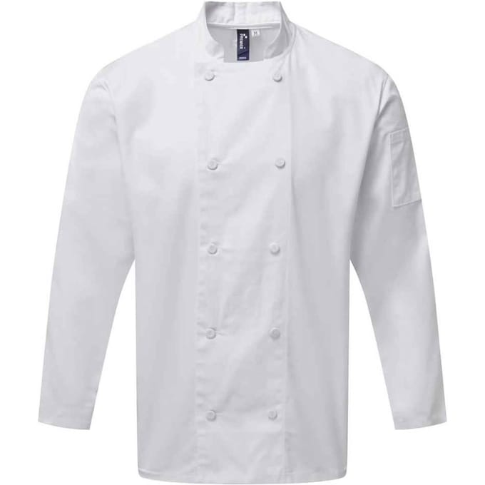 Premier Heren Coolchecker Chef Jacket met lange mouwen (Wit)