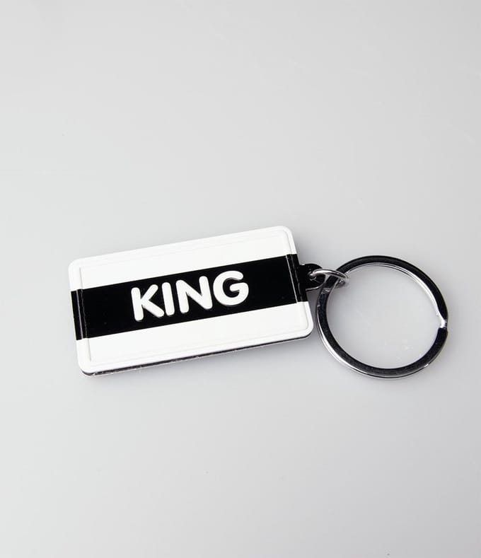 Paper Dreams Sleutelhanger King 13,5 X 4,5 Cm Staal Zwart/wit