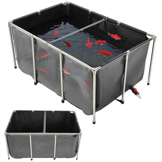 Bassin à poissons en toile hors sol pour carpes Koï 270 gallons avec panneau de visualisation transparent
