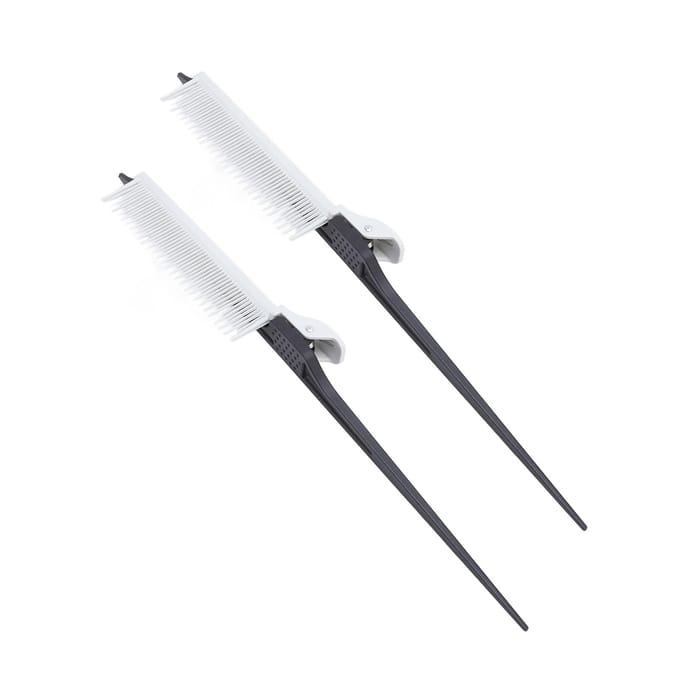 2 STUKS Multifunctionele Staartkammen Plastic Haarscheiding Kam Clip voor Styling Sectioneren Touperen white