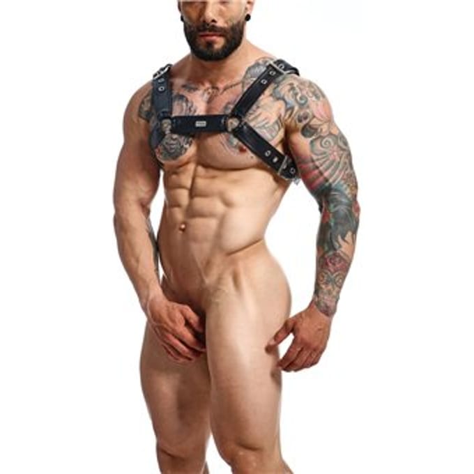 Mob Eroticwear Dngeon Cross Chain Harness Black