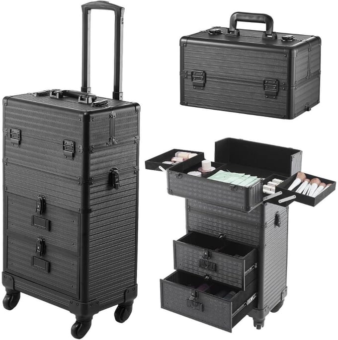 CLVP® Kapperskoffer - Kapperstas - Visagie - Cosmetica Organizer - Zwart