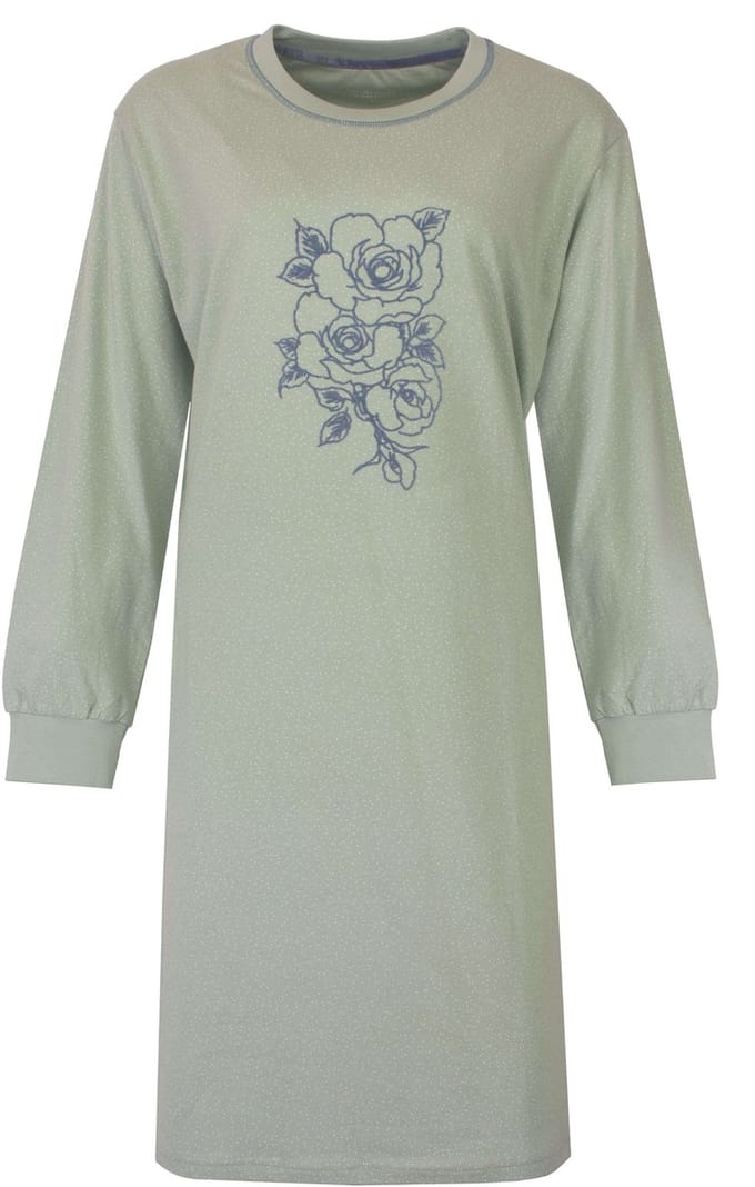 Tenderness Dames Nachthemd - Lange Mouwen - Licht Groen - Maat M