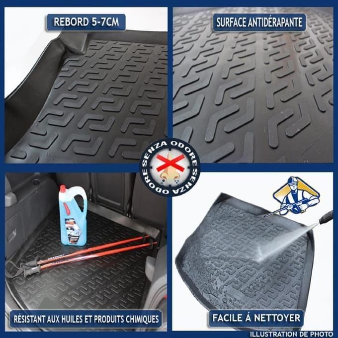J&J AUTOMOTIVE | Tapis De Coffre Caoutchouc Premium Pour Ford C-Max 2003-2010 noir