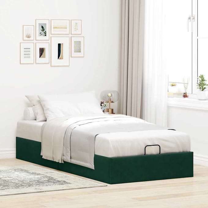 vidaXL - Bedframe - zonder - matras - 80x200 - cm - fluweel - donkergroen