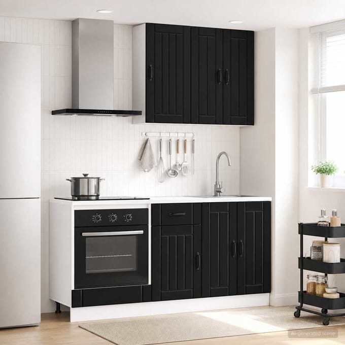 vidaXL - Keukenblok - LUCCA - 5 - st - Zwart - Bewerkt - hout