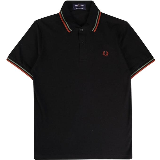 Fred Perry Herenpoloshirt met dubbele kraag (Zwart)