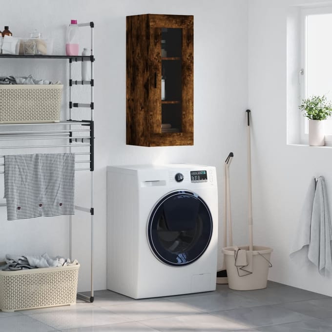 vidaXL - Wandkast - 34,5x34x90 - cm - gerookt - eikenkleurig