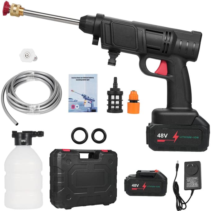 Draagbare thuis hogedrukreiniger 21V lithiumbatterij Draadloze autowasmachine Krachtige auto AU Plug & 2 Battery