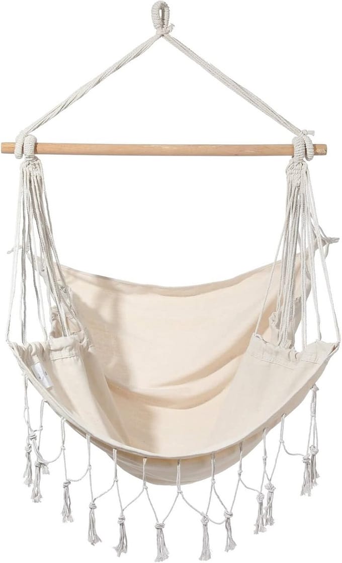 Comfortabele Hangstoel Beige voor Binnen en Buiten - Polykatoen Lounge Stoel
