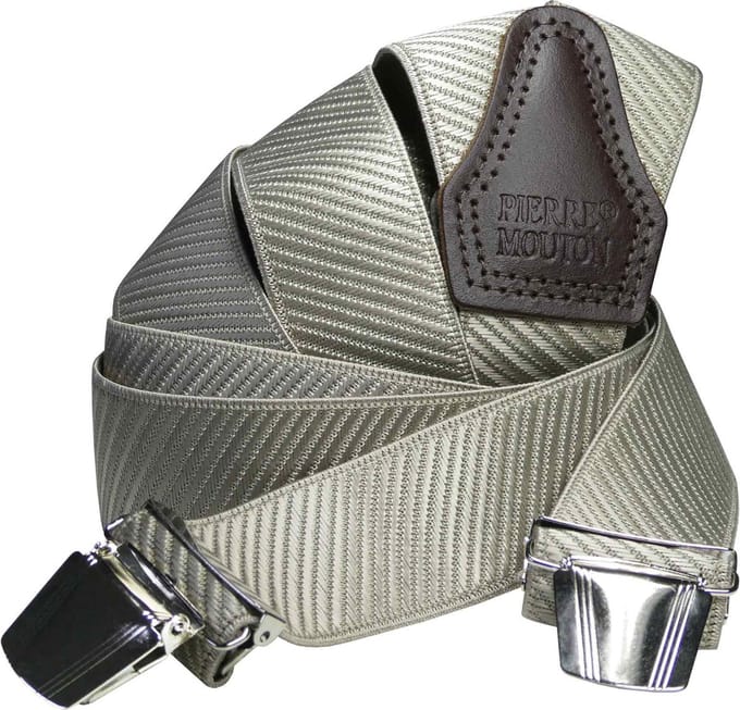 Pierre Mouton Monaco Bretel - Bretels - Volwassenen - Heren - Beige - 120cm - 3 brede clips - M - L