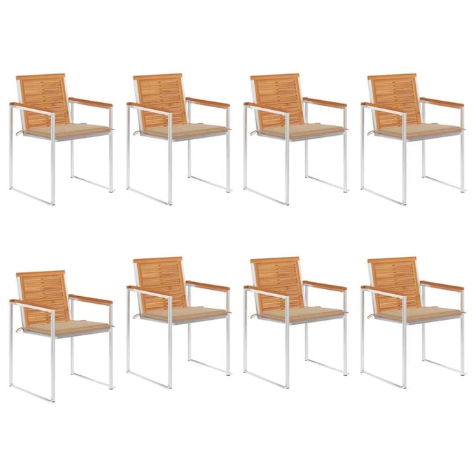 vidaXL - Tuinstoelen - 8 - st - met - kussens - massief - acaciahout