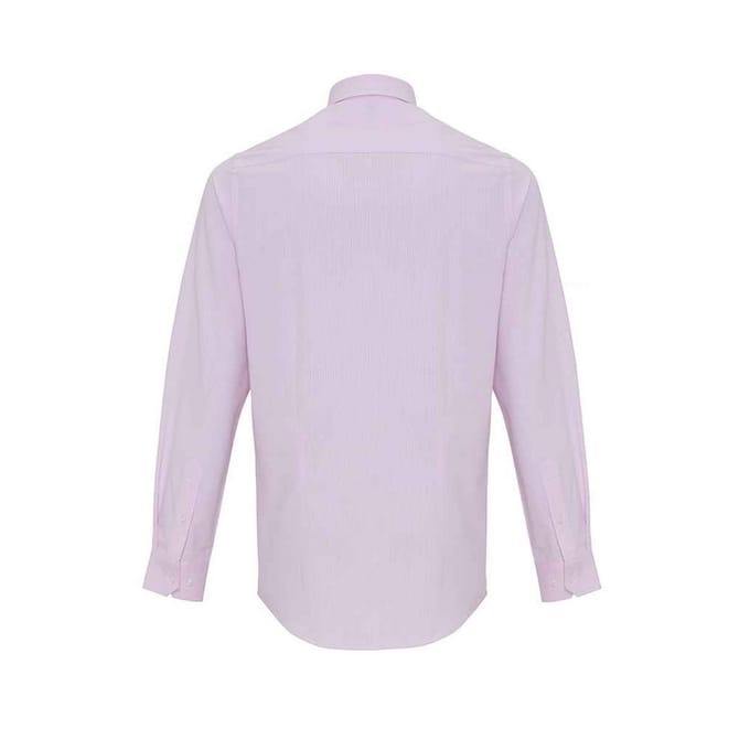 Premier Heren Gestreept Oxford Overhemd Met Lange Mouwen (Wit/Roze)