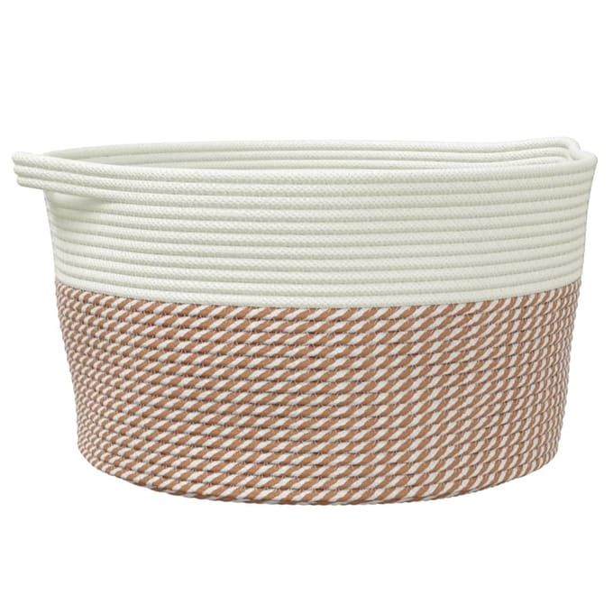 vidaXL - Opbergmand - Ø - 40x25 - cm - katoen - bruin - en - wit