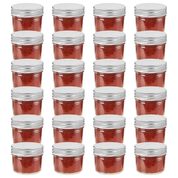 vidaXL - Jampotten - met - zilverkleurige - deksels - 24 - st - 110 - ml - glas
