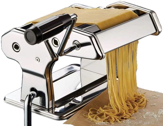 Ceruzo Pastamachine RVS – Pasta Maker - Tafelgreep – 6 Diktes -Spaghetti -Lasagne