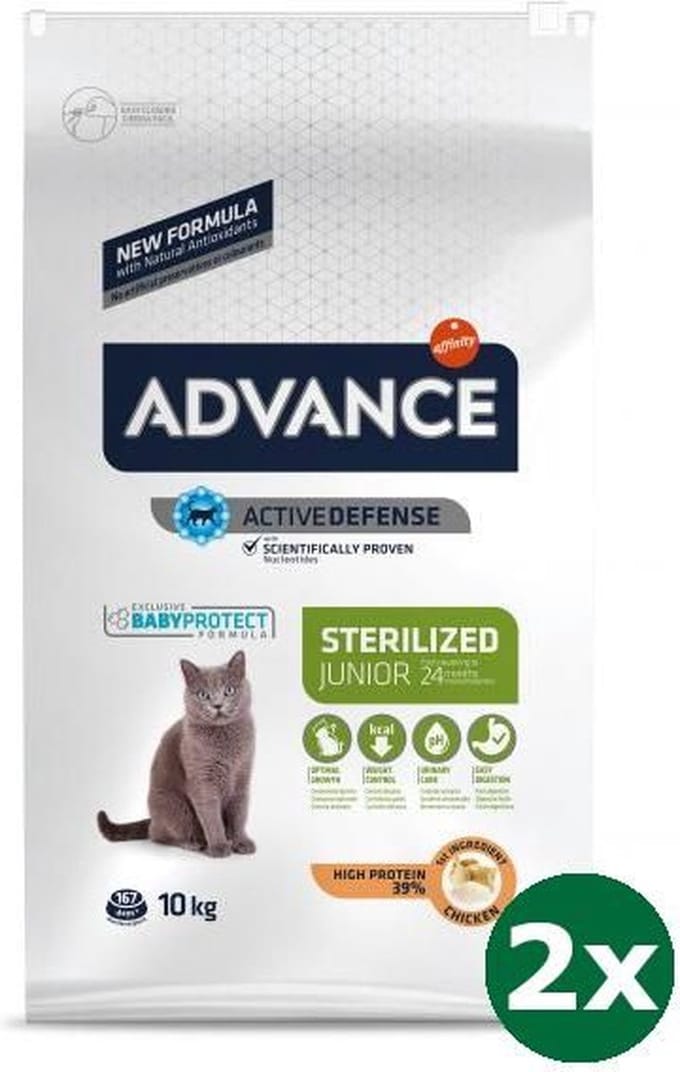 Advance cat junior sterilized chicken kattenvoer 2x 10 kg