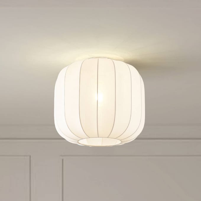 Lindby - plafondlamp - 1licht - Stof - H: 32 cm - E27 - wit