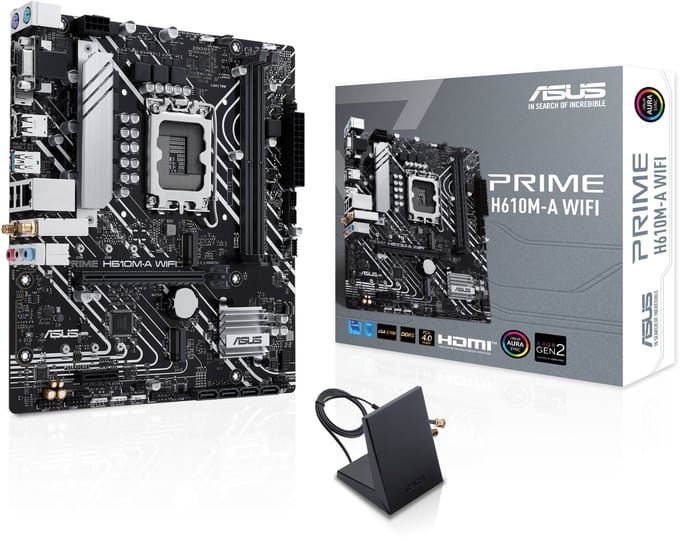 ASUS PRIME H610M-A WIFI - Moederbord - Micro-ATX - Socket LGA1700 - DDR5 - Realtek audio CODEC - Realtek 1G LAN