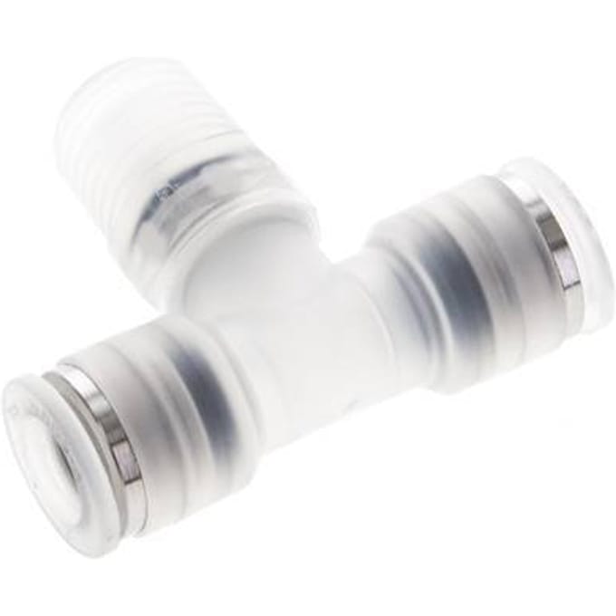 8mm x R1/4'' inline T-stuk PA Insteekfitting Buitendraad FDA Draaibaar EPDM